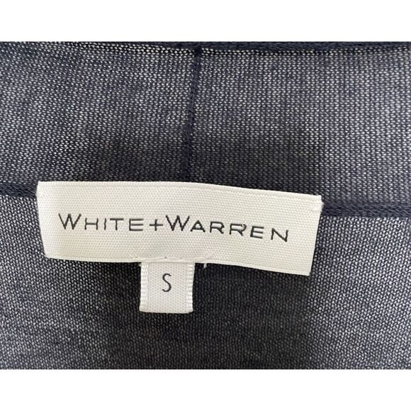 White + Warren S Trapeze Cotton Blend Gauze Drape Cardigan Black NEW NWT - Picture 2 of 8